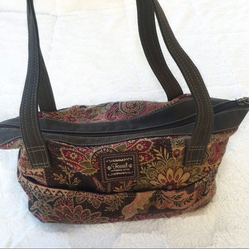 Vintage Fossil Tapestry Purse